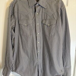 Stetson Men's Black and White Striped Western Shirt